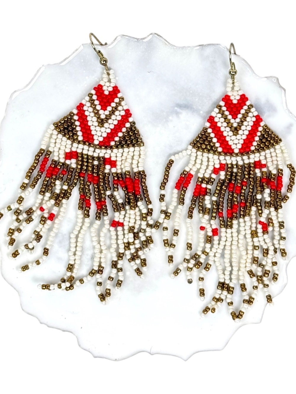 NWOT Beaded Fringe Statement Earrings | Boho Western Fashion Earrings